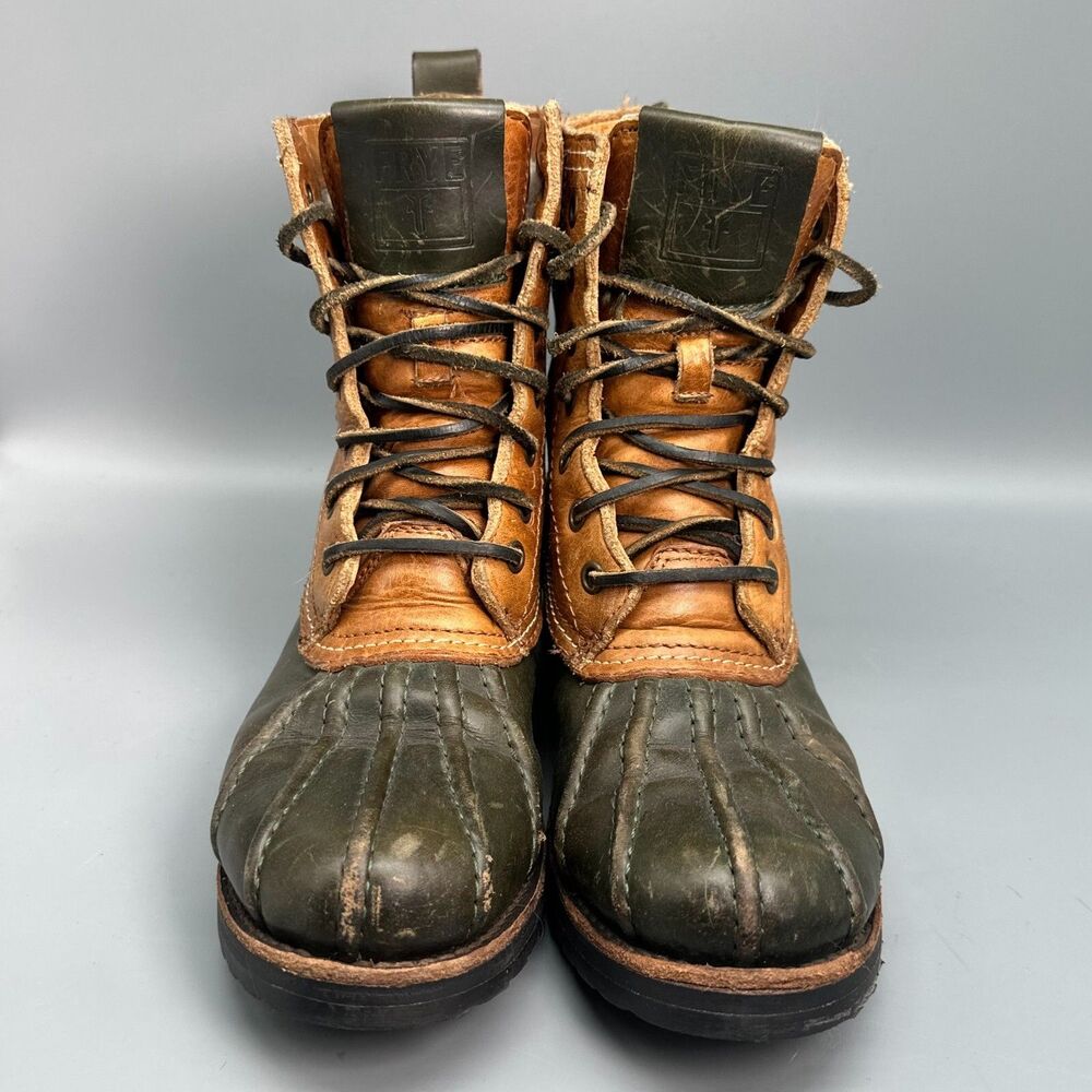 Frye Veronica Women's 6.5 Brown Leather Shearling Duck Boots Lace-Up Mid-Calf - Picture 2 of 12